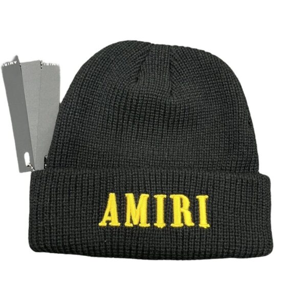 Amiri Cold proof Hip Hop Beanie Amr Black Embroidered Yellow OKLU20262158