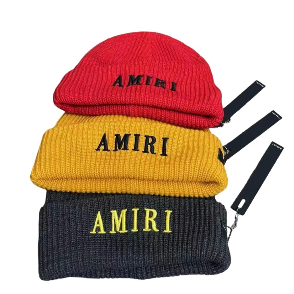 Amiri Cold proof Hip Hop Beanie Amr Black Embroidered Yellow OKLU20262158