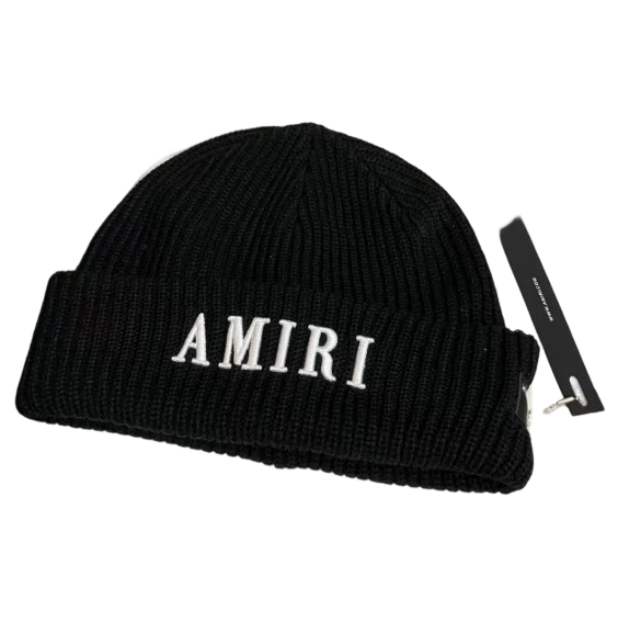 Amiri Cold proof Hip Hop Beanie Amr Black Embroidered White OKLU20262159