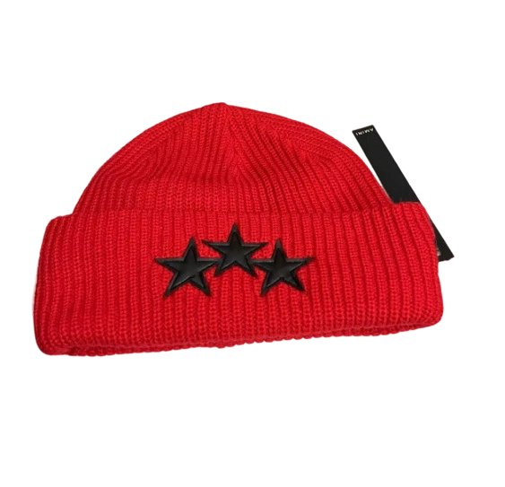 Amiri Hip Hop Beanie Five Star Red and Black OKLU20262160