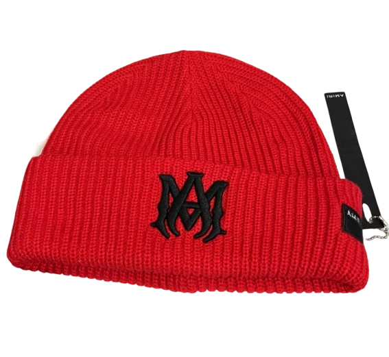 Amiri Hip Hop Beanie AM Red Embroidered Black OKLU20262167