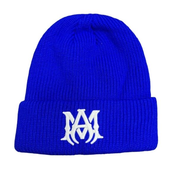 Amiri Hip Hop Beanie AM Blue Embroidered White OKLU20262168