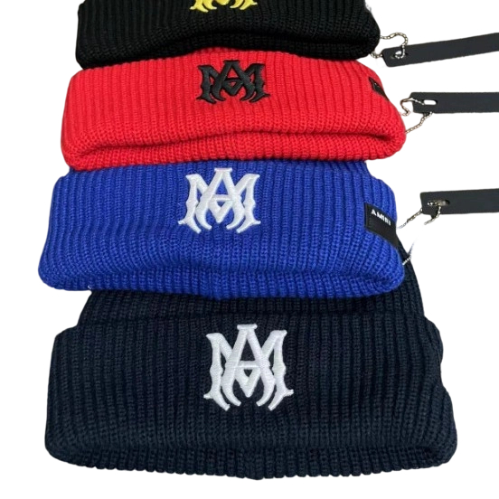 Amiri Hip Hop Beanie AM Black Embroidered Yellow OKLU20262170
