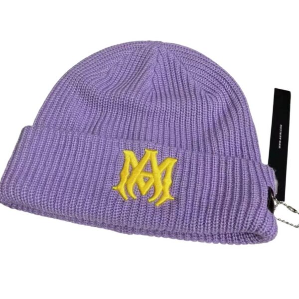 Amiri Hip Hop Beanie AM Purple Embroidered Yellow OKLU20262171