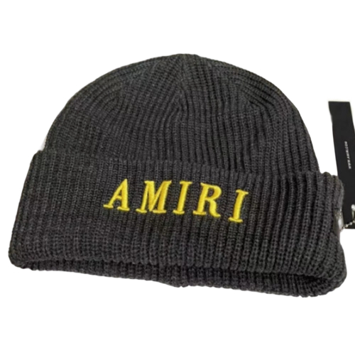 Amiri Hip Hop Beanie Amr Grey Embroidered Yellow OKLU20262177