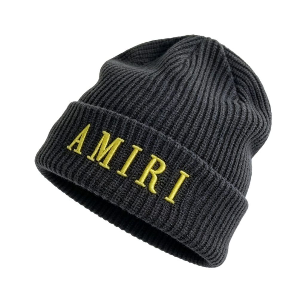 Amiri Hip Hop Beanie Amr Grey Embroidered Yellow OKLU20262177