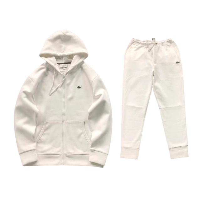 Lacoste Zipper Hoodie Pants Set White OKLU20262183