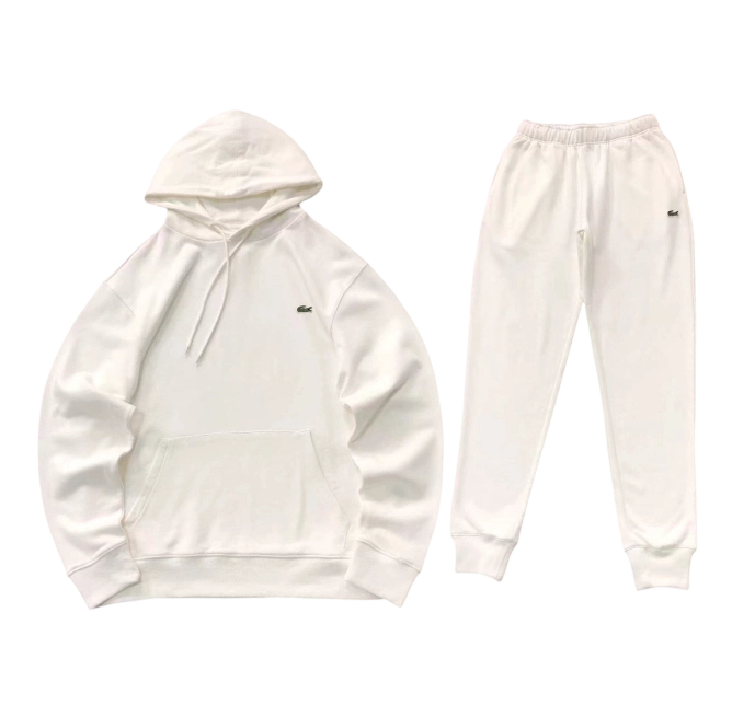 Lacoste hooded sweatshirt and pants set white OKLU20262188
