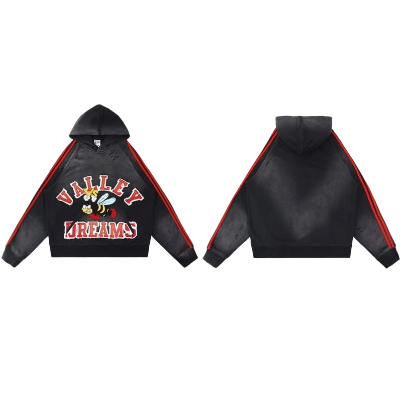 Vale Forever Valley Retro Casual Hoodie Black OKLU2026307