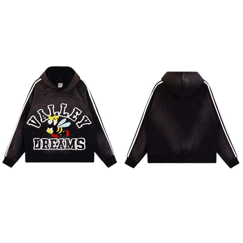 Vale Forever Valley Retro Casual Hoodie Black OKLU2026310