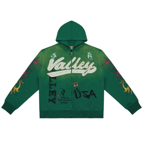 Vale Forever Valley niche retro hoodie Green OKLU2026329