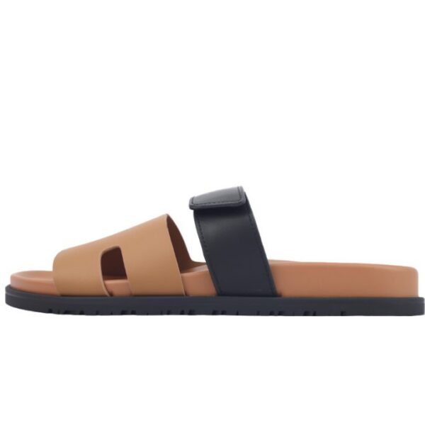 Hermes Khaki Black flip flops OKLU2026654