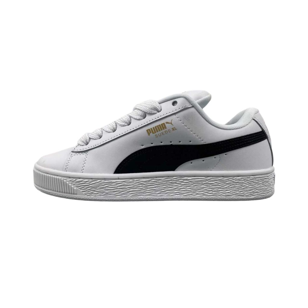 puma Suede XL microfiber white black gold microfibre blanc noir or OKLU2026681