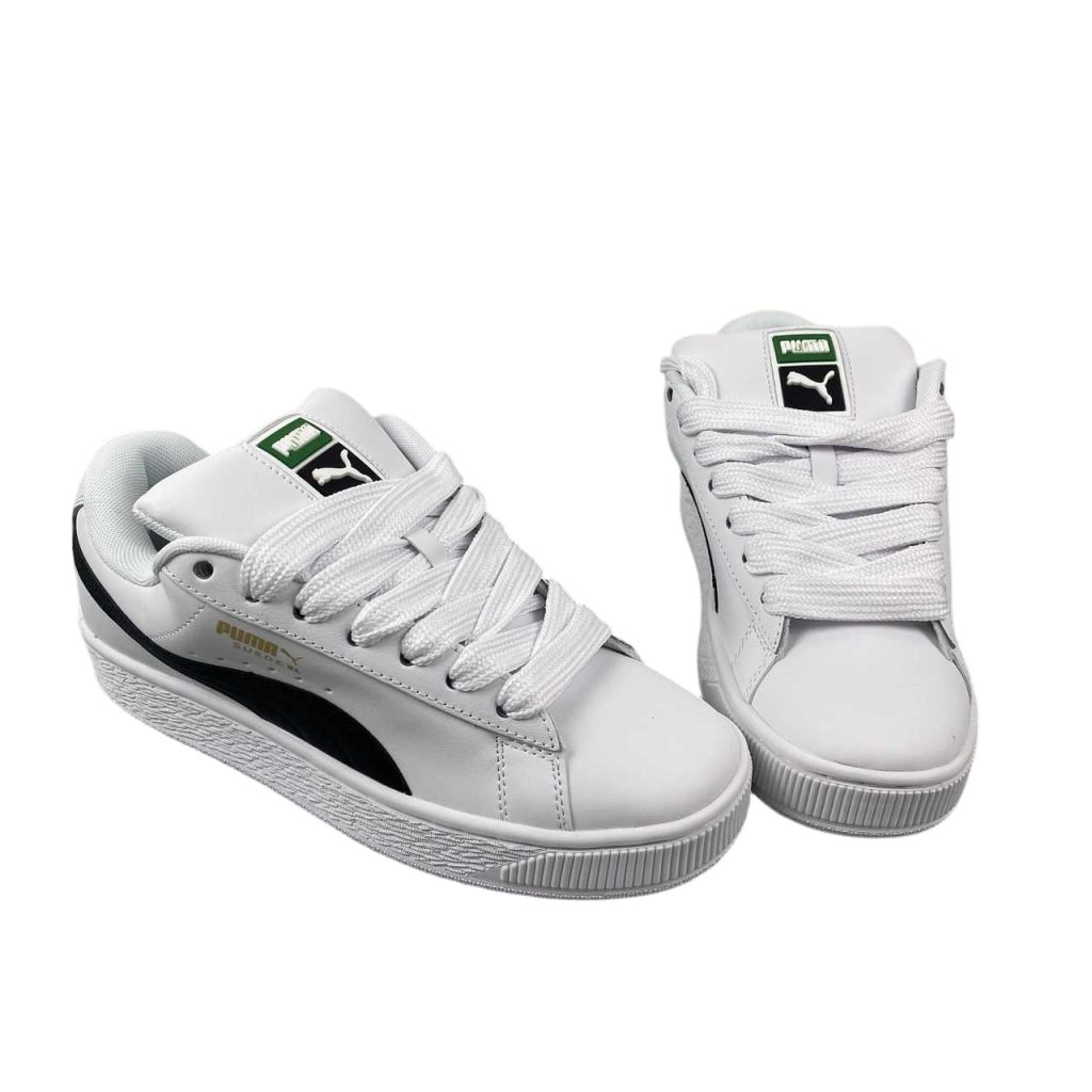 puma Suede XL microfiber white black gold microfibre blanc noir or OKLU2026681