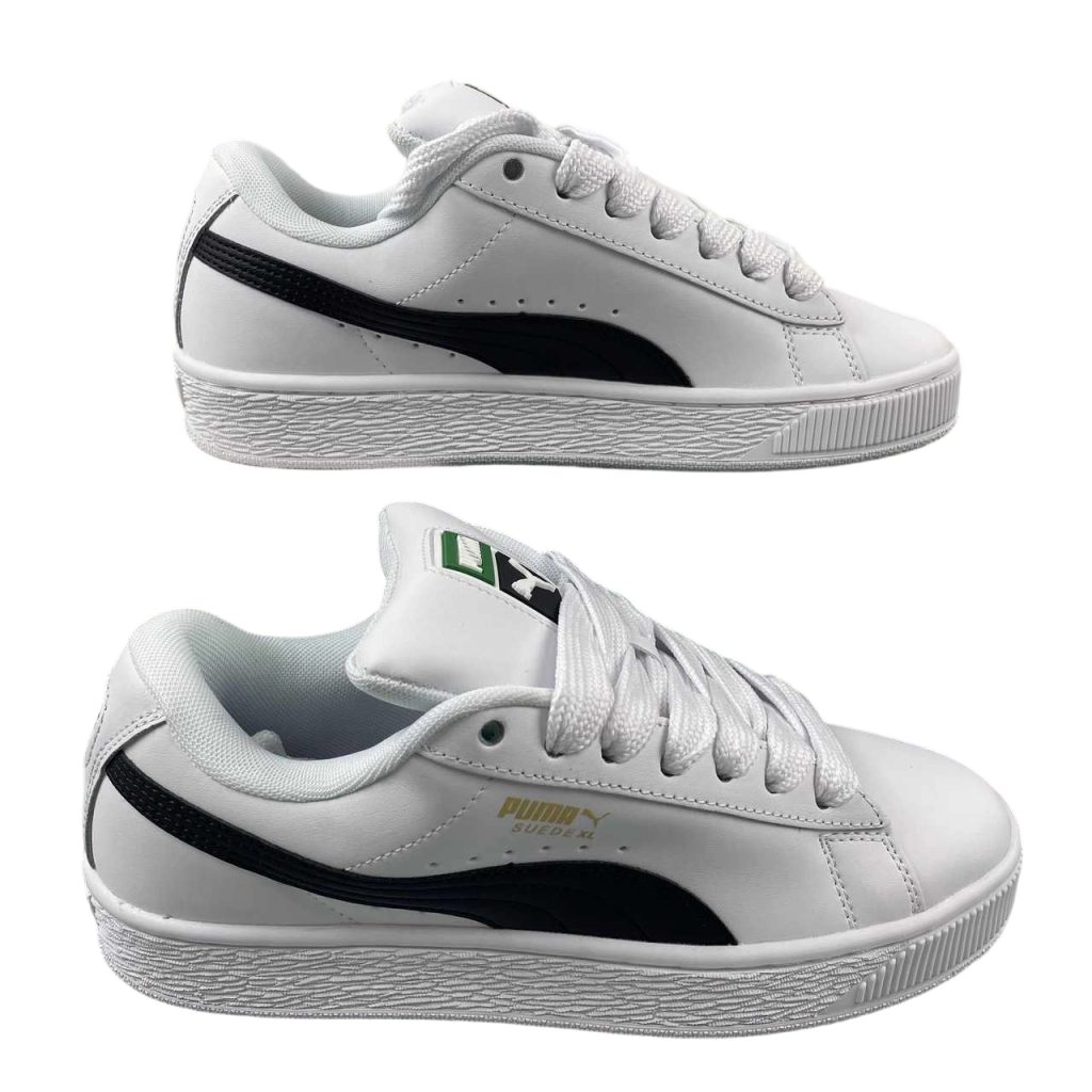 puma Suede XL microfiber white black gold microfibre blanc noir or OKLU2026681