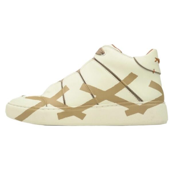 Zegna Tiziano Leather Mid-top Sneakers In Beige OKLU2026706