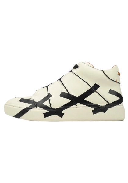 Zegna Tiziano Leather Mid-top Sneakers In White Black OKLU2026711