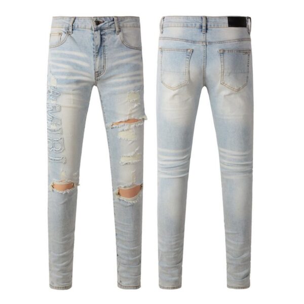 Amiri Embossed Logo Light Wash Jeans OKZY202602