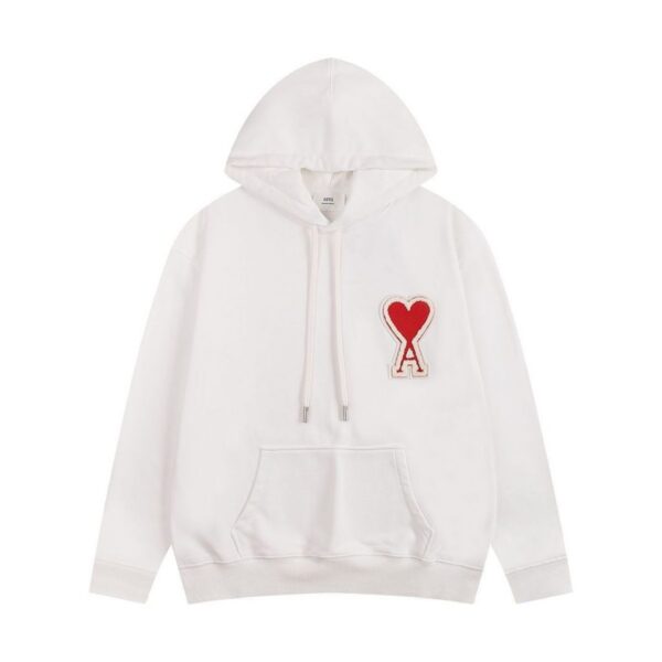 AMI Heart Logo Patch Hoodie White OKZY20261000