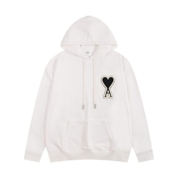 AMI Heart Logo Patch Hoodie White OKZY20261003