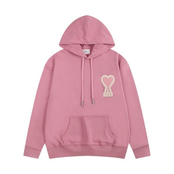 AMI Heart Logo Patch Hoodie Pink OKZY20261007