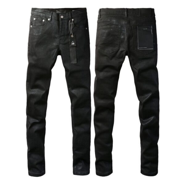 Purple Brand Black Slim Fit Coated Denim Jeans OKZY2026100