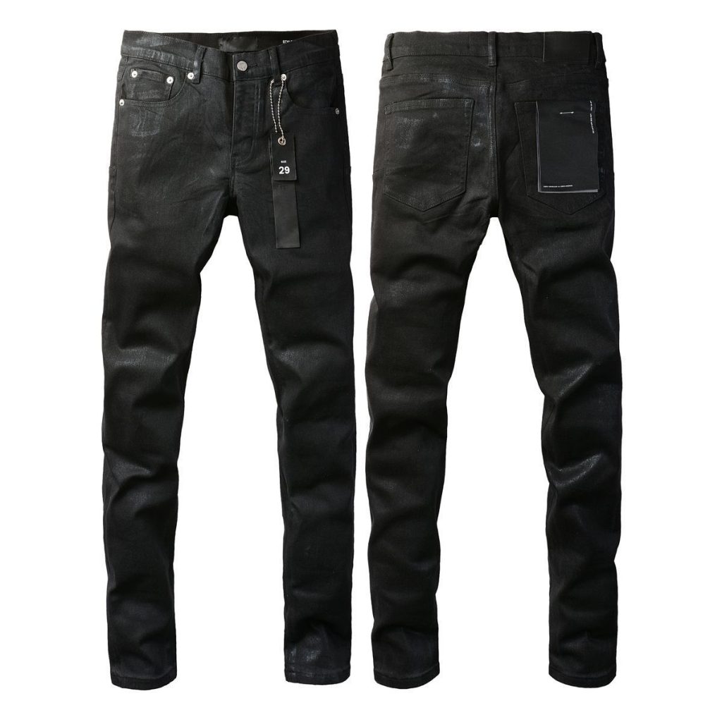 Purple Brand Black Slim Fit Coated Denim Jeans OKZY2026100