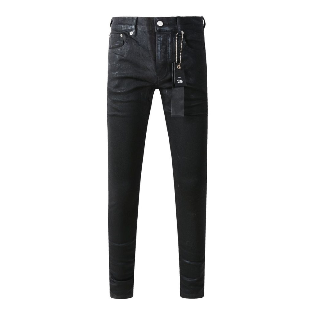 Purple Brand Black Slim Fit Coated Denim Jeans OKZY2026100