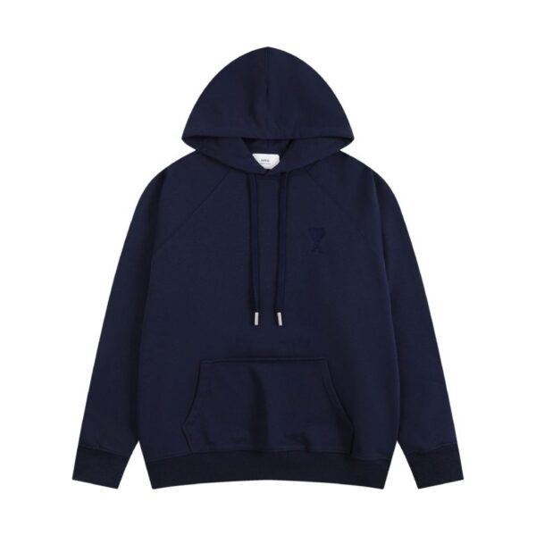 AMI Embossed Heart Hoodie Navy OKZY20261013