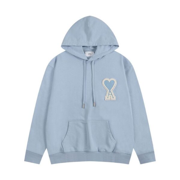 AMI Embossed Heart Hoodie Light Blue OKZY20261014