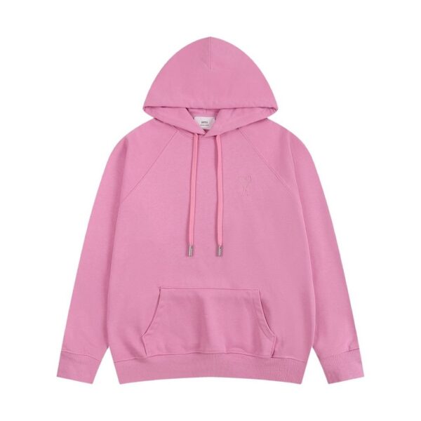 AMI Embossed Heart Hoodie Pink OKZY20261015