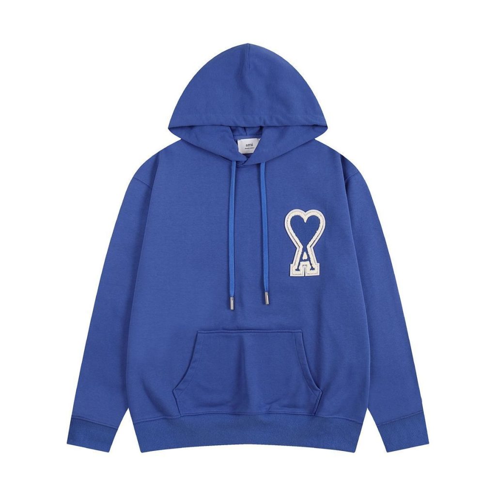 AMI Heart Patch Hoodie Blue OKZY20261019