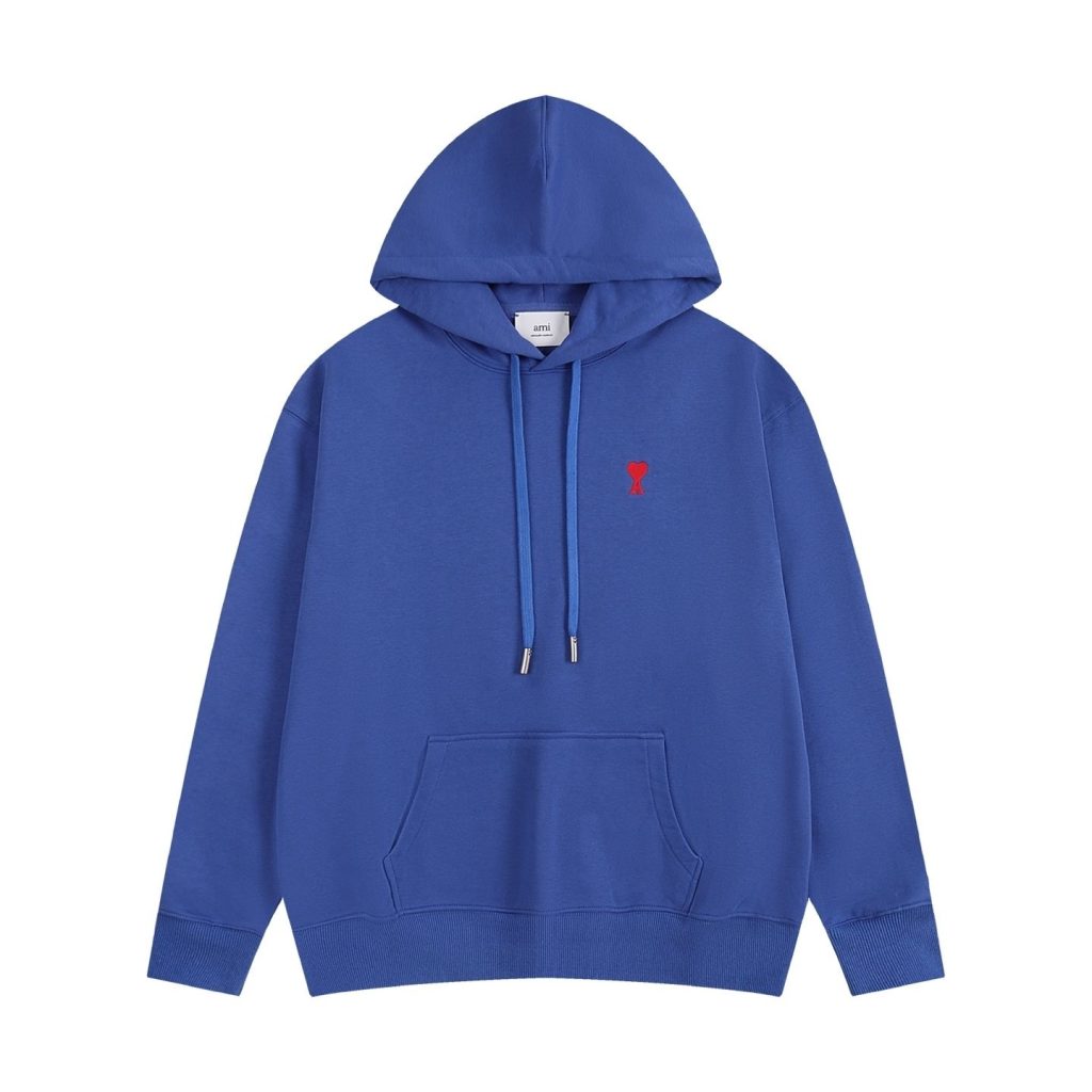 AMI Small Red Heart Hoodie Blue OKZY20261020
