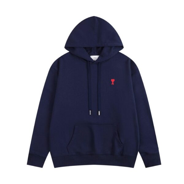 AMI Small Red Heart Hoodie Navy OKZY20261021