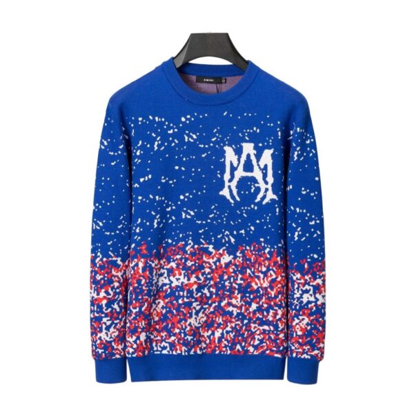 Amiri Splash Paint Logo Sweater Blue OKZY20261033