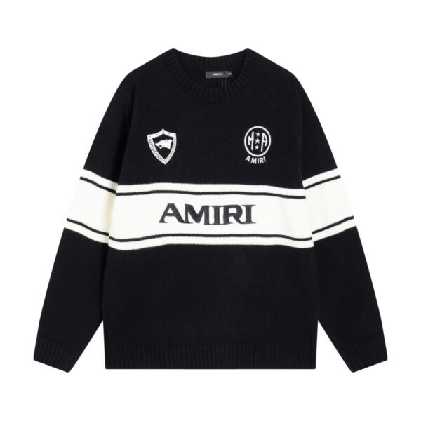 Amiri Badge Stripe Logo Sweater Black OKZY20261034