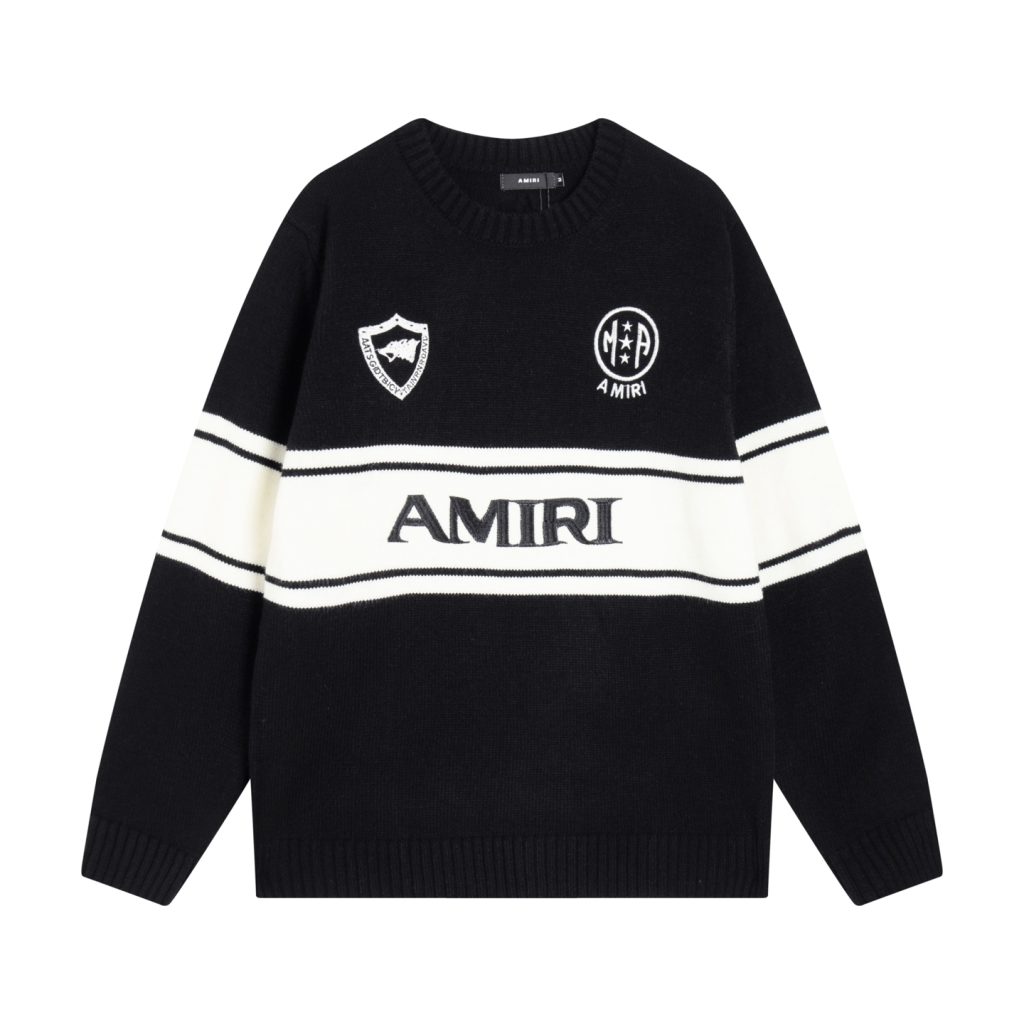 Amiri Badge Stripe Logo Sweater Black OKZY20261034