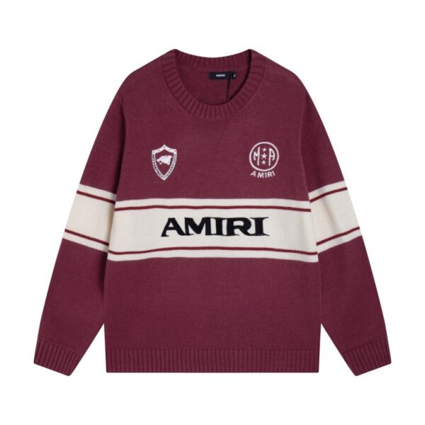 Amiri Badge Stripe Logo Sweater Burgundy OKZY20261035