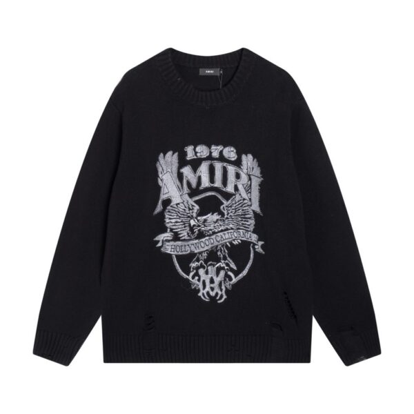 Amiri Eagle Distressed Sweater Black OKZY20261036