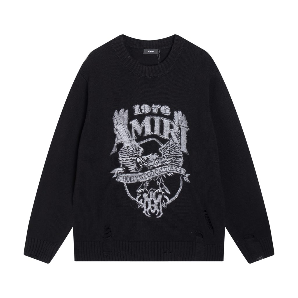 Amiri Eagle Distressed Sweater Black OKZY20261036