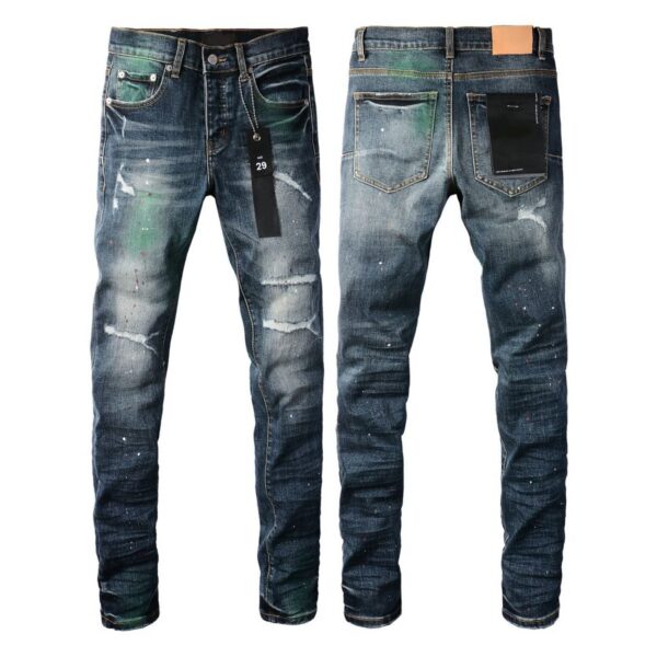 Purple Brand Green Splash Ripped Jeans OKZY2026103