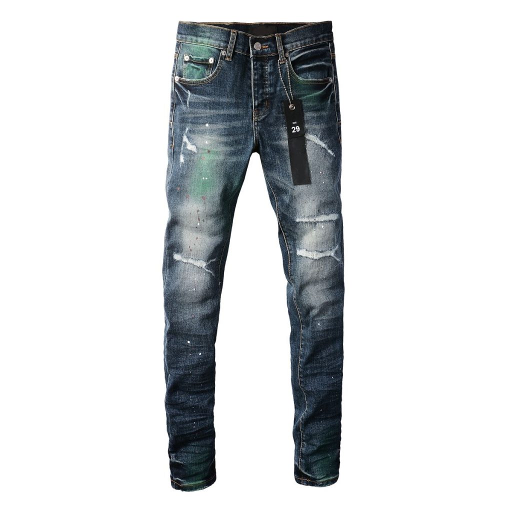 Purple Brand Green Splash Ripped Jeans OKZY2026103