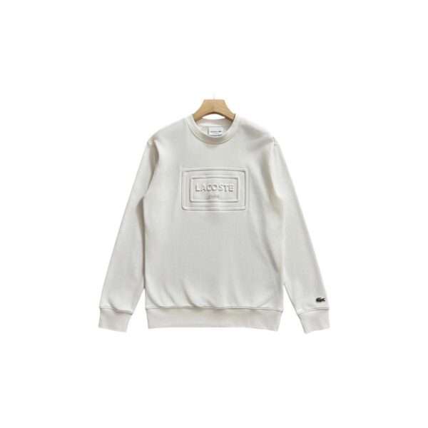 Lacoste Embossed Box Logo Crew Sweatshirt Off White OKZY20261043