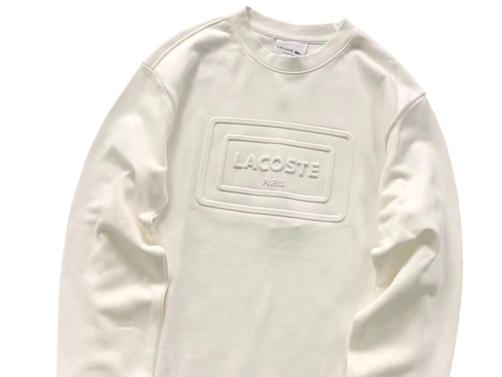 Lacoste Embossed Box Logo Crew Sweatshirt Off White OKZY20261043