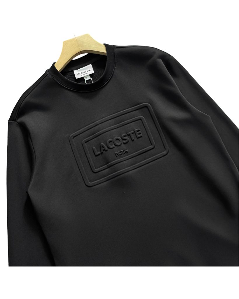 Lacoste Embossed Box Logo Crew Sweatshirt Black OKZY20261044
