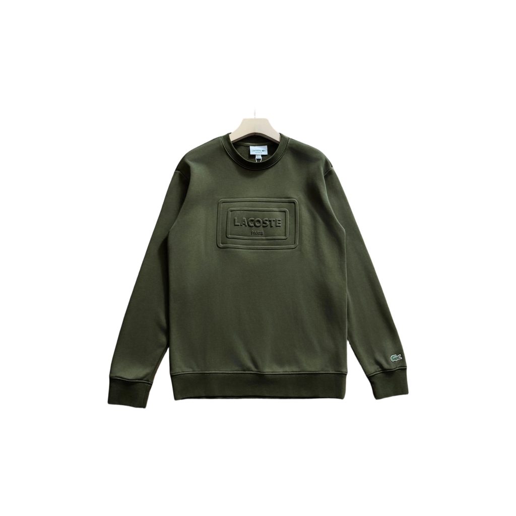 Lacoste Embossed Box Logo Crew Sweatshirt Olive OKZY20261046