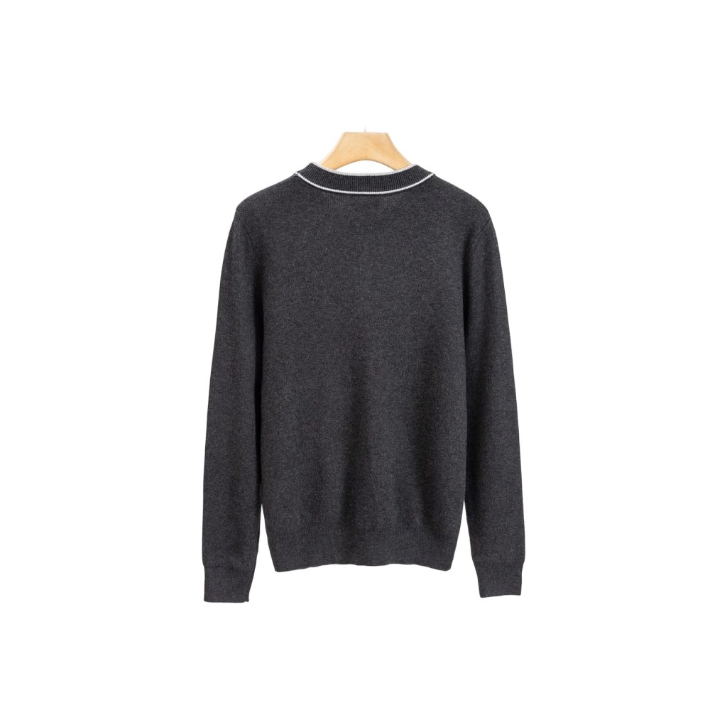 Lacoste Contrast Trim Crew Neck Knit Sweater Dark Grey OKZY20261049