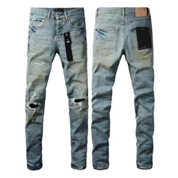 Purple Brand Light Blue Knee Ripped Jeans OKZY2026104