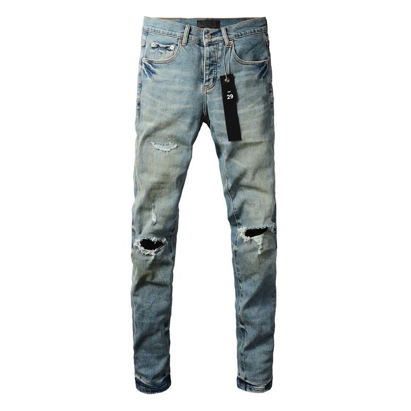 Purple Brand Light Blue Knee Ripped Jeans OKZY2026104