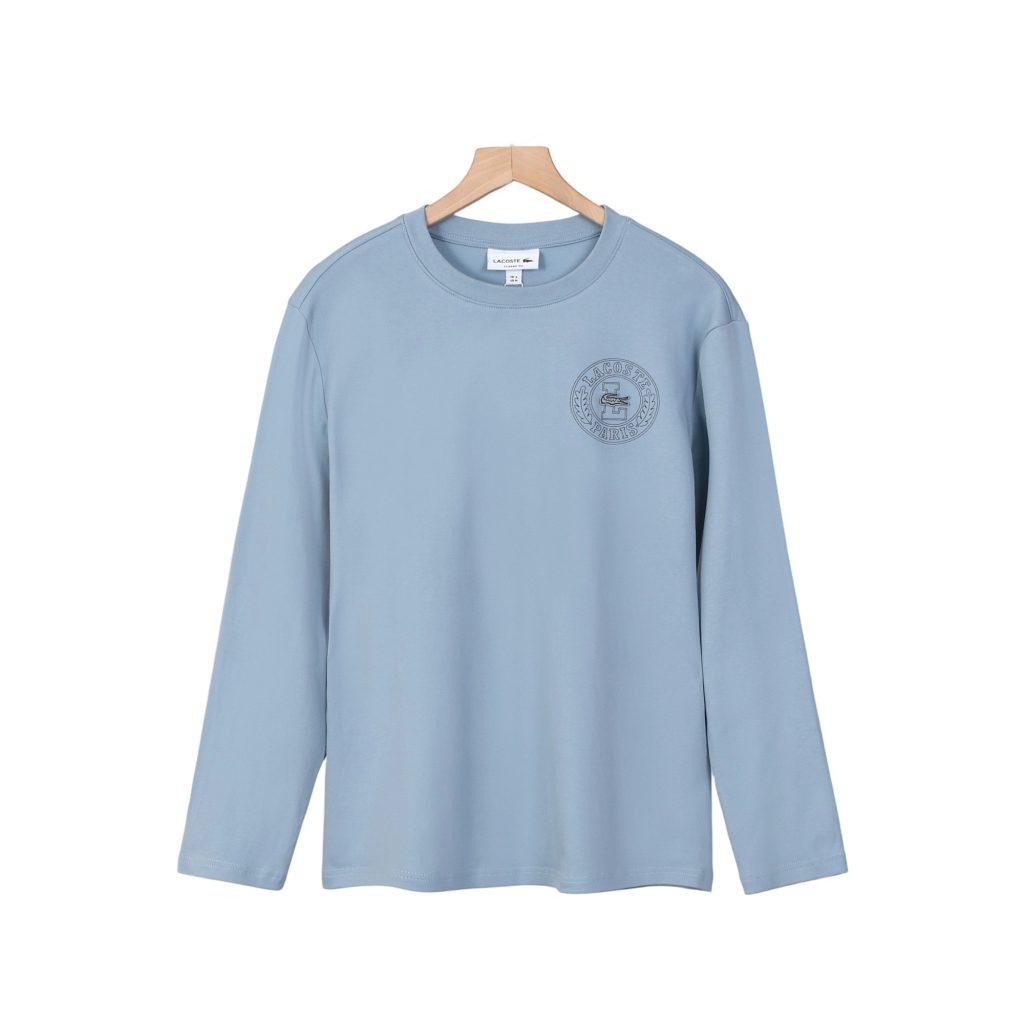 Lacoste Circular Crest Logo Long Sleeve Tee Light Blue OKZY20261054
